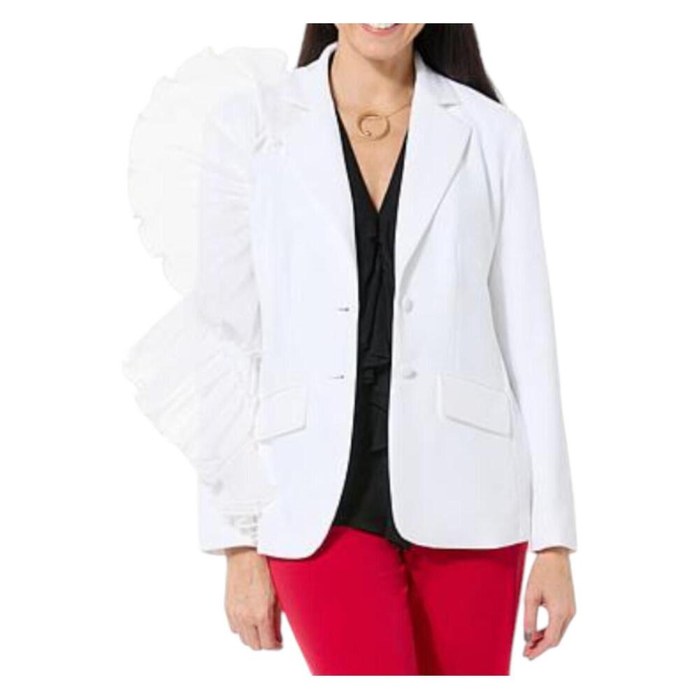 Christian Siriano Women's Runway Mixed Media Blazer White - Regular